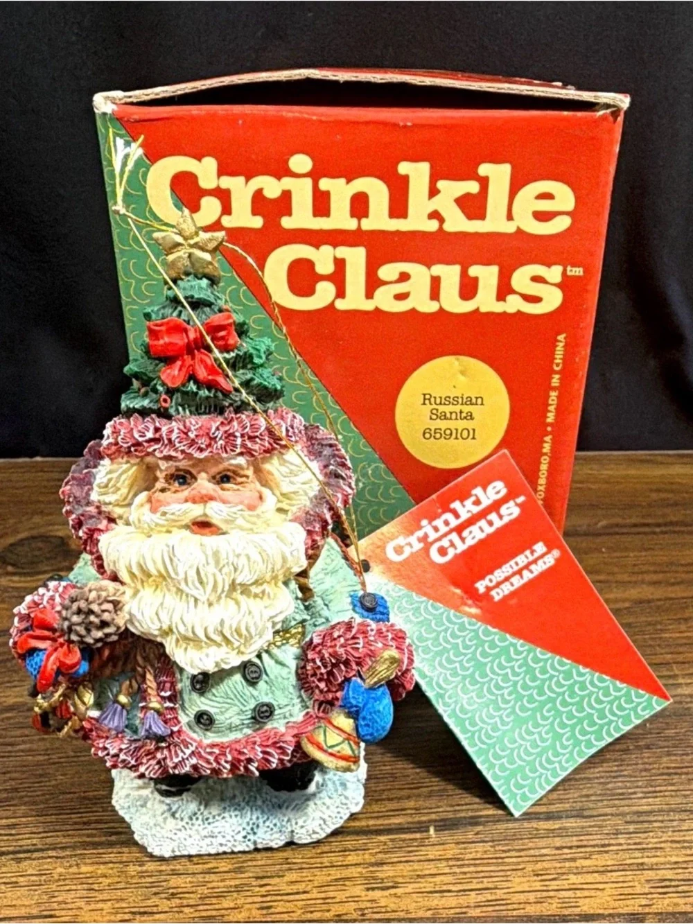 Vintage Crinkle Claus Possible Dreams Russian Santa Claus Resin Figurine 1994